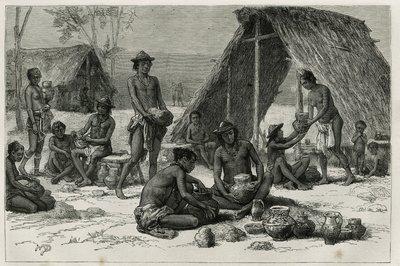 Les Indiens Galibis (tai Kalinas) valmistaa keramiikkaa, kaiverrus D.Maillart, havainnollistamaan Ranskan laivaston tohtori tohtori Jules Crevaux