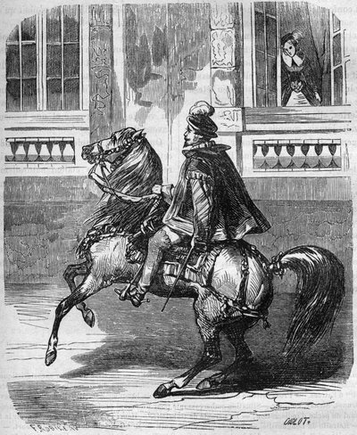 Kuningas Henrik II:n (1519-1559) ja Diane de Poitiersin (1499-1566) rakkaudet. kaiverrus kirjaan "Prostituution ja irstailun historia kaikista maailman kansoista antiikista nykypäivään", Dr. Th. -F. Debray tekijältä French School