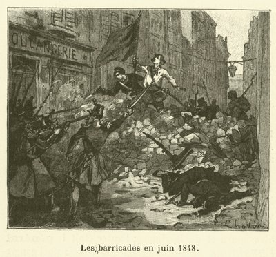 Barrikadit kesäkuussa 1848 (kaiverrus) tekijältä French School