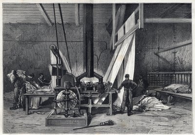 Suuret tehtaat - Dyeing erie Boutarel Clichy la Garennessa - Le mesh des Etoffes - kaiverrus vuodelta 1869 tekijältä French School