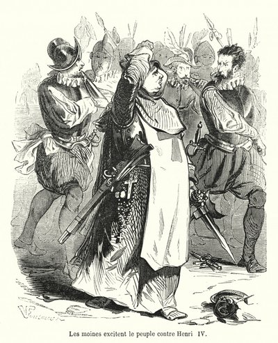 Munkit yllyttävät ihmisiä Henry IV:tä vastaan ​​(kaiverrus) tekijältä French School