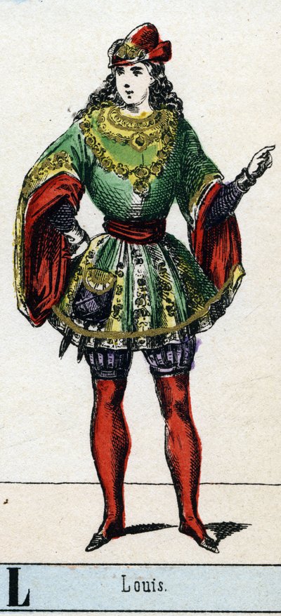 L-kirjain kuten Louis. Teatterimuseon johtaja. Kuvaus Epinalista, noin 1830. Mitat: 37,7x47,5 cm. Puukaiverrus, stenciloitu kullauksella. Yksityinen kokoelma. tekijältä French School