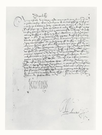 Ranskalaisen Francis I:n kirje Bordeaux