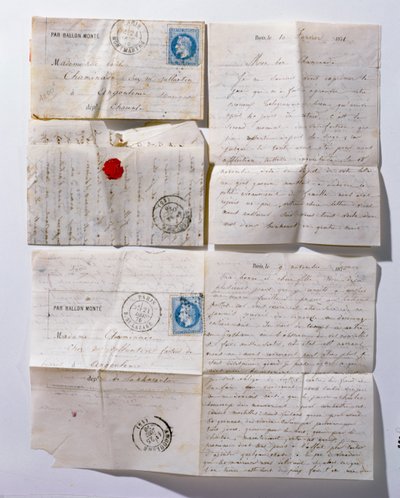 Ilmapallolla Pariisiin lähetetyt kirjeet vuoden 1871 piirityksen aikana tekijältä French School