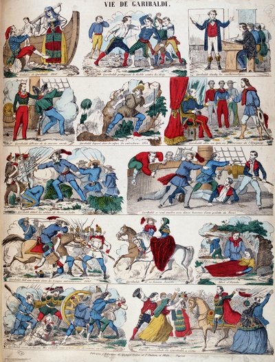 Giuseppe Garibaldin elämä useissa piirustuksissa. tekijältä French School