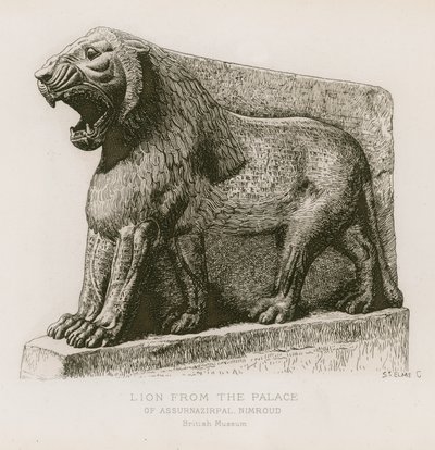 Leijona Ashurnasirpalin palatsista, Nimrud, British Museum tekijältä French School
