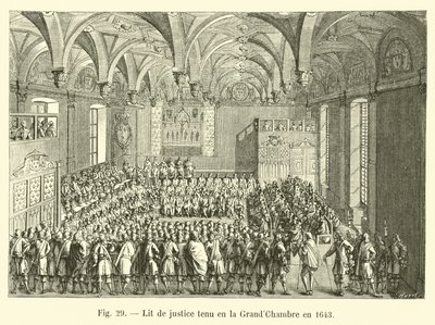 Lit de Justice pidettiin suuressa kammiossa vuonna 1643 tekijältä French School