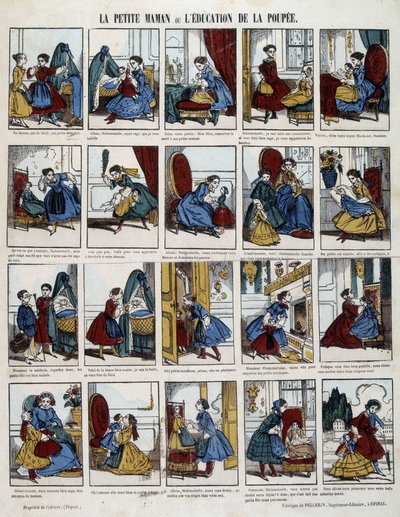 Pikku äiti "" Nuken koulutus". Kuva yrityksestä Epinal, sd. 1800-luvulla. tekijältä French School