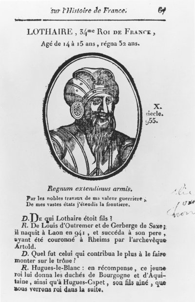Lothair, Ranskan Karolingien kuningas (kaiverrus) tekijältä French School
