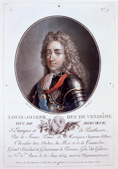 Louis-Joseph, Duc de Vendome, teoksesta Muotokuvat suurista miehistä, maineikkaista naisista ja ikimuistoisista Ranskan kohteista, julkaistu 1787-92 tekijältä French School