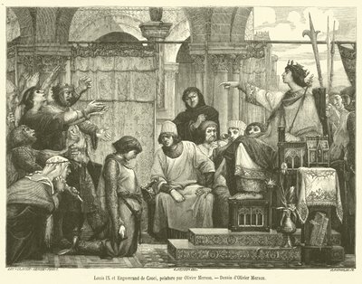 Louis IX ja Enguerrand de Couci (kaiverrus) tekijältä French School