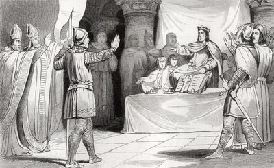 Ludvig I (778-840) hurskas hovissa, Colartin "Histoire de France" -teoksesta, julkaistu noin vuonna 1840. tekijältä French School