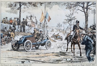 Louis Renault ajamassa Pariisista Madridiin vuonna 1903, noin 1903 tekijältä French School