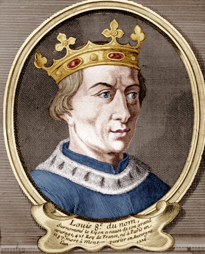 Louis VIII, Ranskan kuningas (värillinen kaiverrus) tekijältä French School