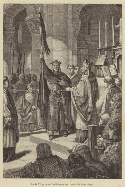 Louis VII ottaa lippua Saint-Denis