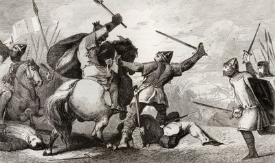 Ludvig VI (1081-1137) Suuri taistelee englantia vastaan Brennevillen taistelussa Colartin "Histoire de France" -kirjasta, julkaistu n. 1840 tekijältä French School