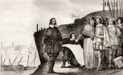 Ludvig XIII (1602-43) La Rochellen piirityksessä lokakuussa 1628 Colartin "Histoire de France" -kirjasta, julkaistu noin 1840 tekijältä French School