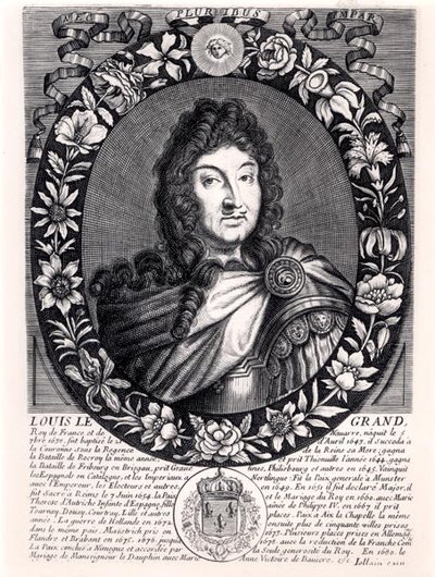 Ludvig XIV (1638-1715) Ranskan kuningas, n. 1680 (kaiverrus) (m/v kuva) tekijältä French School