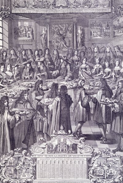 Ludvig XIV, kansansa rakkaus ja ilo, kaiverrus Almanakosta tekijältä French School