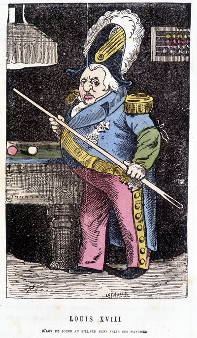 Louis XVIII pelaa biljardia - Touchatoutin "" Histoire de France Tintamarresque" -kappaleessa tekijältä French School