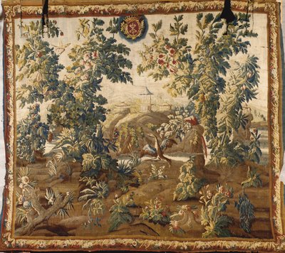 Louis XV Verdure Aubusson kuvakudos, jossa on Clunyn vaakuna tekijältä French School