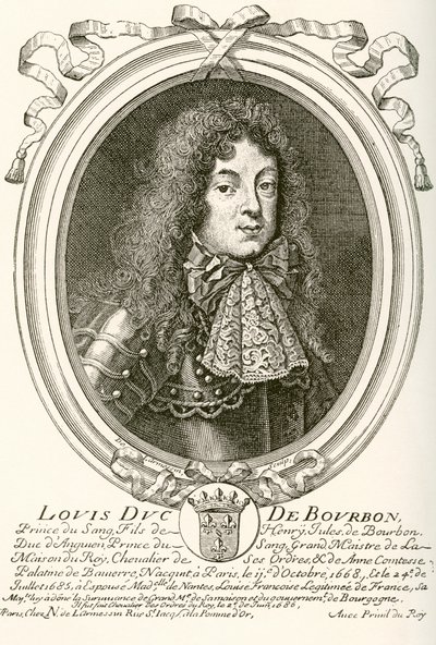 Louis de Bourbon, Condén prinssi, 1668 - 1710. Veren prinssi Louis XIV:n ranskalaisessa hovissa. Les Heures Libres, julkaistu 1908. tekijältä French School