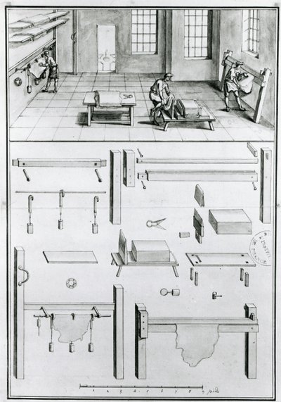 MS 1064 fol 11 Descriptions of Arts & Crafts by Denis Diderot (1713-84), julkaistu n. 1770. (mustavalkoinen kuva) tekijältä French School