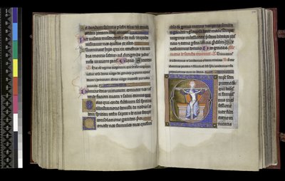 MS 300 f.197v-198r, Suffrage to the Trinity, Psalter and Hours of Isabella of France, Paris, n. 1265-1270 (kynä & muste ja tempera pergamentilla) tekijältä French School