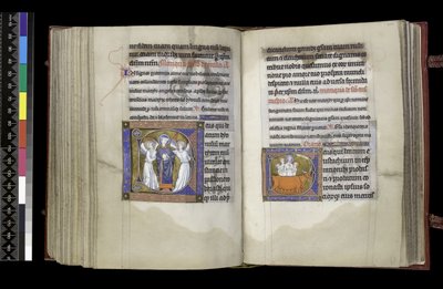 MS 300 f202v-203r, Suffrage to St Denis ja Suffrage to St Eustace, from the Psalter and Hours of Isabella of France, Paris, c.1265-70 tekijältä French School