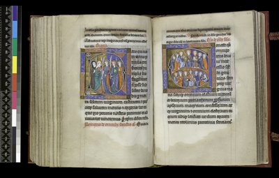 MS 300 f.207v-208r, Äänioikeus neitsyille ja äänioikeus kaikille pyhimyksille, Ranskan Isabellan psalteri ja Hours, Pariisi, n. 1265-1270 (kynä ja muste ja tempera pergamentilla) tekijältä French School