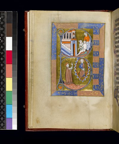 MS 300 f.XIII, folio Isabellan psalterista ja Hours of Francesta, Pariisi, n. 1265-1270 (kynä ja muste ja tempera pergamentilla) tekijältä French School