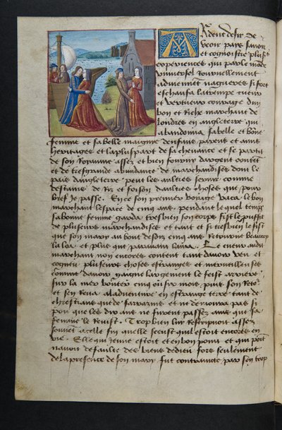 MS Hunter 252 040v sivu sadasta uudesta uutisesta, c.1461-62 tekijältä French School