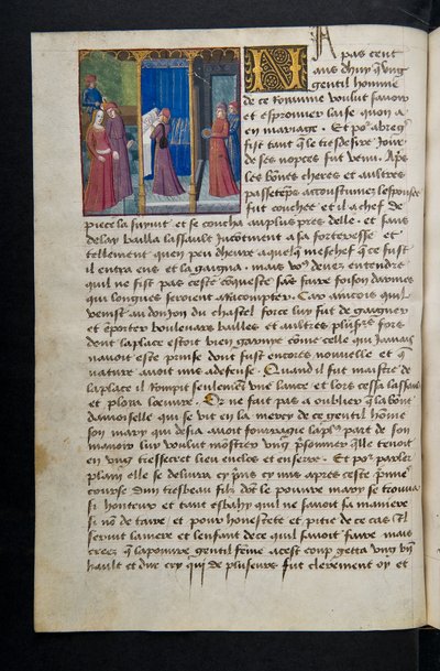 MS Hunter 252 068v sivu sadasta uudesta uutisesta, c.1461-62 tekijältä French School