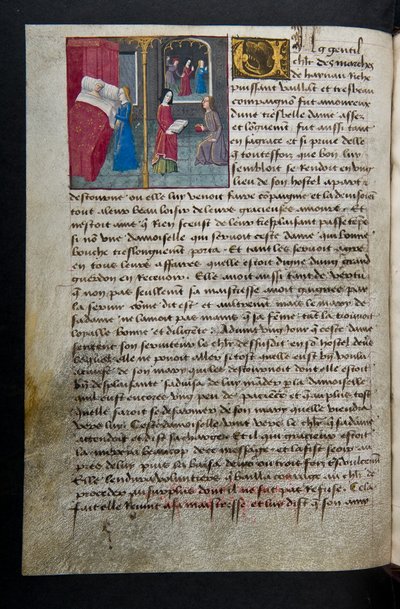 MS Hunter 252 095v sivu sadasta uudesta uutisesta, c.1461-62 tekijältä French School