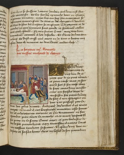 MS Hunter 252 143r sivu sadasta uudesta uutisesta, c.1461-62 tekijältä French School