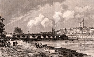 Macon - Bourgogne-Franche-Comte - kaiverrus V.A. Malt-Brownin kirjaan "La France illustrée: maantiede, historia, tilastohallinto". 1884 tekijältä French School