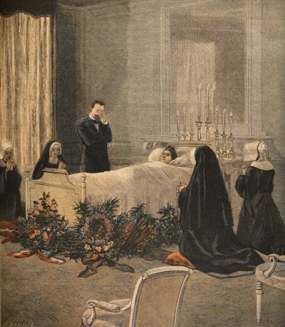 Madame Carnot kuolinvuoteella, kuvitus Le Petit Journalista: Supplement illustre, 16. lokakuuta 1898 tekijältä French School