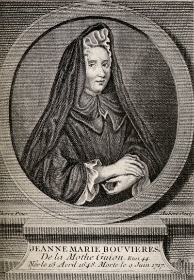 Madame Guyonin (1648-1717) kuvitus teoksesta "Pienet matkat kuuluisten naisten koteihin", julkaistu 1897 tekijältä French School