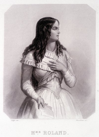 Madame Roland (tai Roland de la plataière, Jeanne Marie tai Monon Philipon), ranskalainen poliitikko (1754-1793) - kaiverrus. tekijältä French School