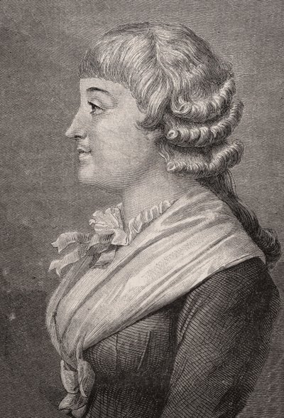 Madame Roland, kaiverrus Stephane Pannemaker (1847-1930) Rambertin mukaan, Louis Blancin (1811-82) "Histoire de la Revolution Francaise" -kirjasta tekijältä French School