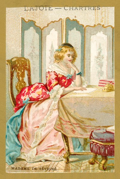 Madame de Sevigne, ranskalainen kirjailija (chromolitho) tekijältä French School