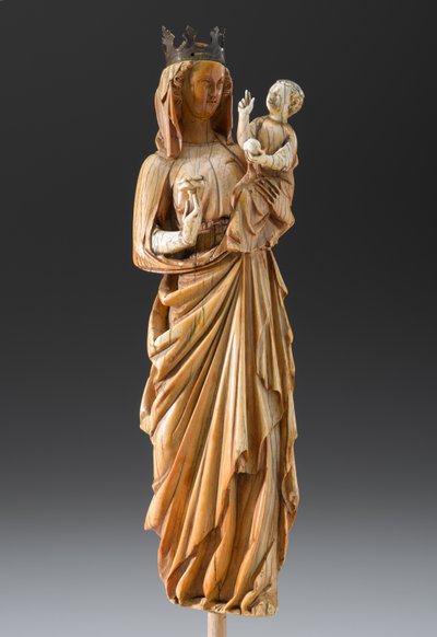 Madonna ja lapsi, n. 1260-1290 (norsunluu ja metalli) tekijältä French School