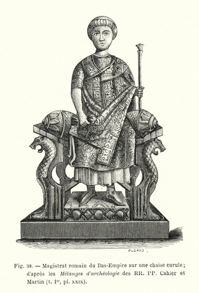 Ala-Imperiumin roomalainen tuomari curule-tuolissa; RR PP Cahierin ja Martinin Melanges d