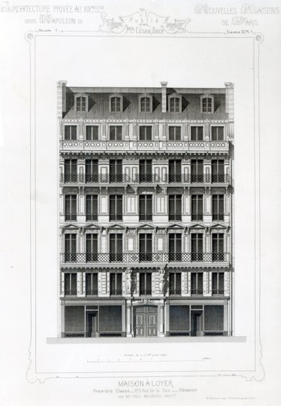 Talo Vuokrattavana, No. 3 Rue de la Paix, Pariisi; Yksityinen arkkitehtuuri osoitteessa C19th tekijältä French School