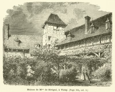 Madame de Sevignen talo Vichyssä (kaiverrus) tekijältä French School