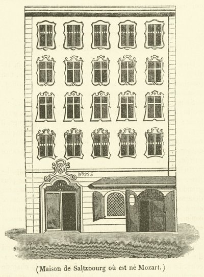 Saltzburgin talo, jossa Mozart syntyi (kaiverrus) tekijältä French School