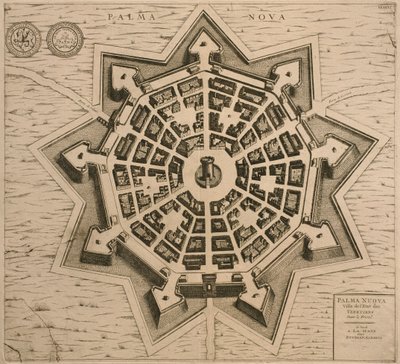Palmanovan kartta, Les Villes de Venetie, 1704, julkaisija Rutgert Alberts Haagissa tekijältä French School