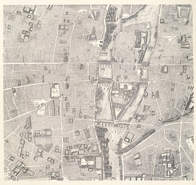 Pariisin kartta, jossa näkyy Île de la Cité, Jean de la Caillen Pariisin atlas, 1714 tekijältä French School