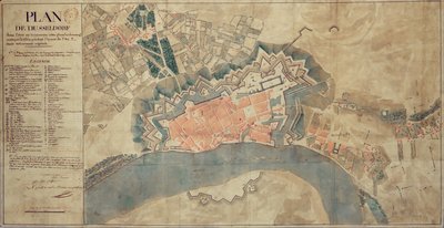 Kartta Reinin aiheuttamista vahingoista, Düsseldorf, 1799 tekijältä French School