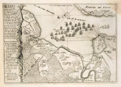 Kartta brittiläisen laivaston Quebecin piirityksestä, 1670 tekijältä French School